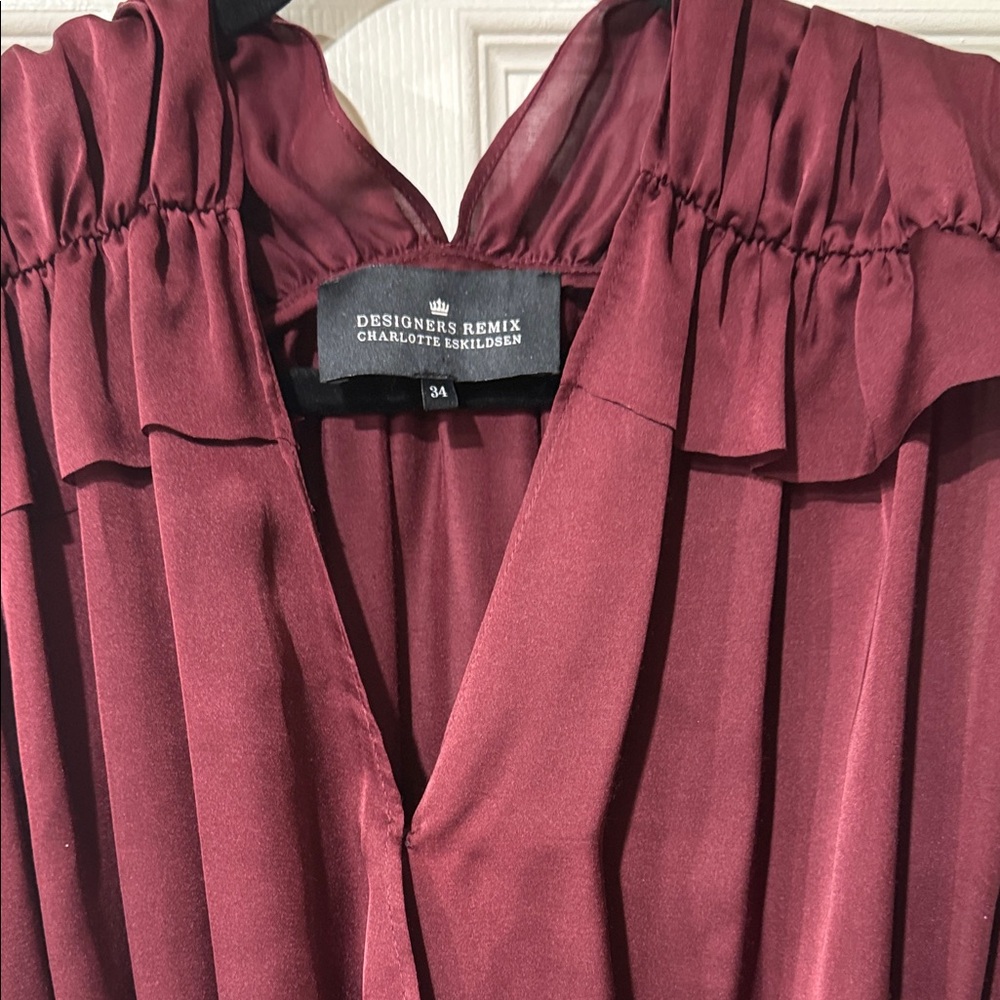 Designers  Remix Burgundy Mini Dress with Ruffles - Picture 2 of 3